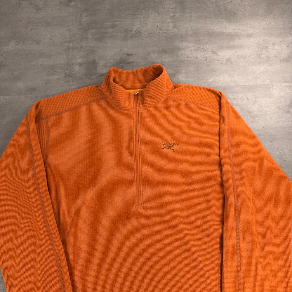 Arc'teryx Rho AR Zip Mens L Orange Polartec Grid Fleece Base‎ Layer Pullover